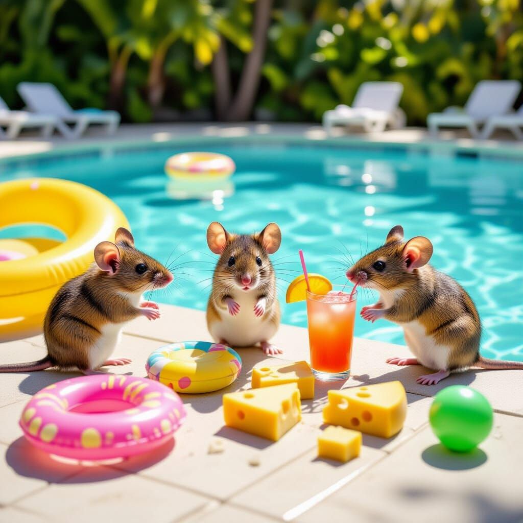 Mice Throw a Summer Pool Party