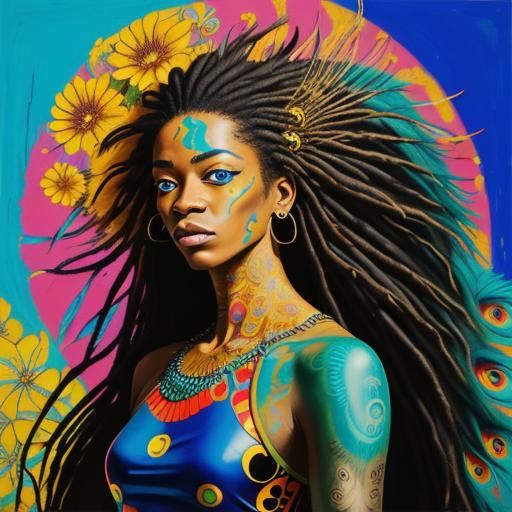 Surreal Street Art Beauty with Vibrant, Expressive Scales an...