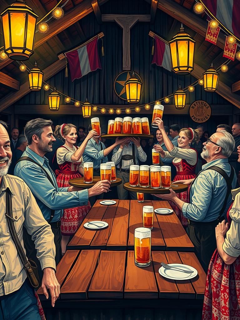 Vibrant Oktoberfest Scene in Expressionist Style