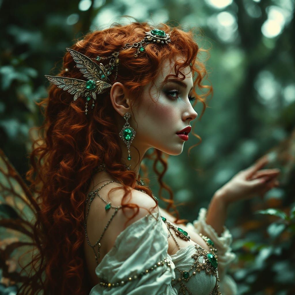 Celtic Fairy Princess with Emeralds in Cinematic Style
