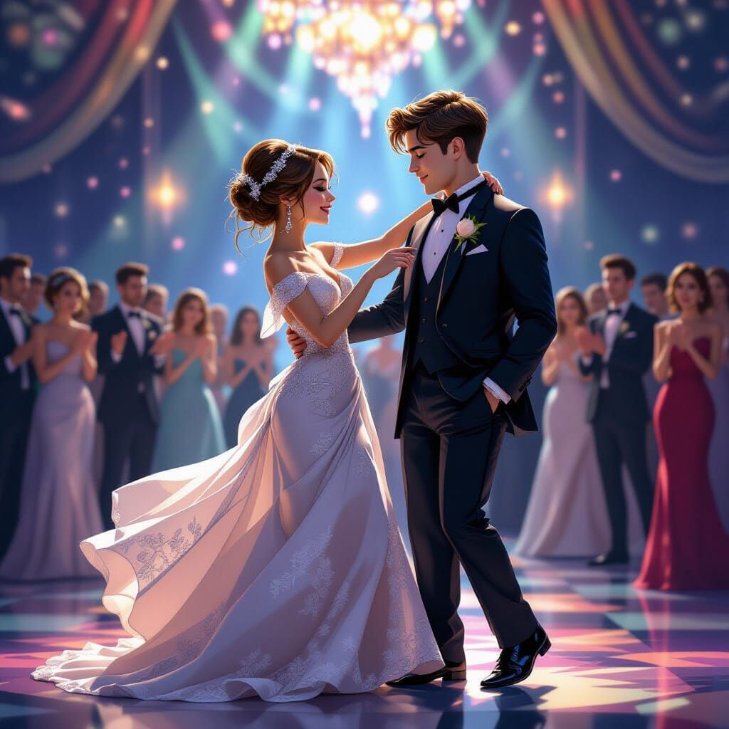 Mice Dancing at a Sparkling Prom, Hyperrealistic Style