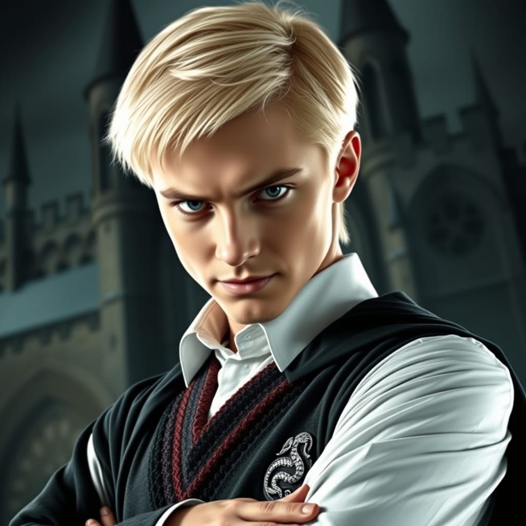 Slytherin Student Posing in Hogwarts Castle