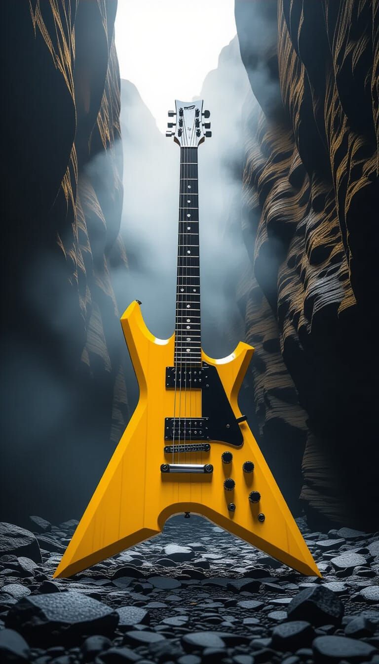 Giant Pencil Transforms into Yellow Wood and Carbon Guitar