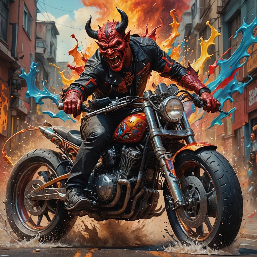 devil riding a motorbike