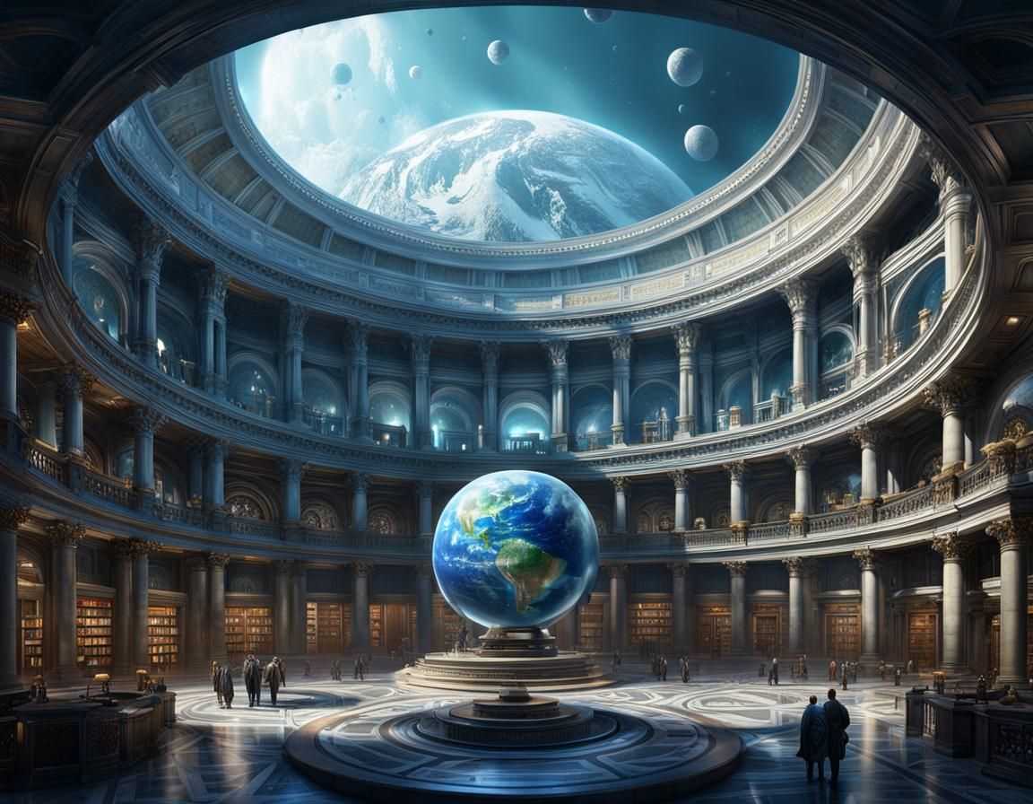 World government, science center. Huge budling, old roman style, medicine, physics, biology faculties. Humanity's knowle...