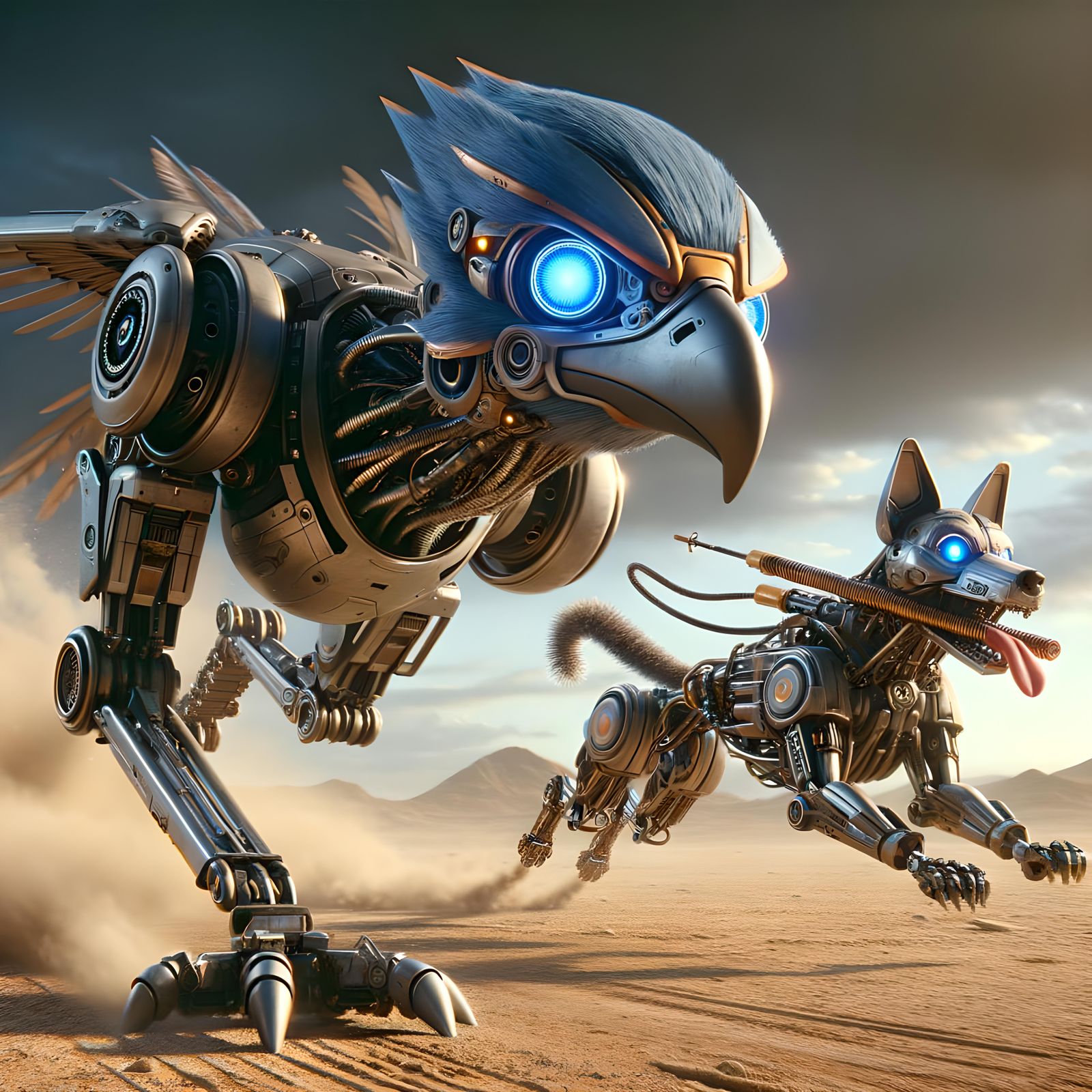 Mecha Road Runner and Wile E. Coyote