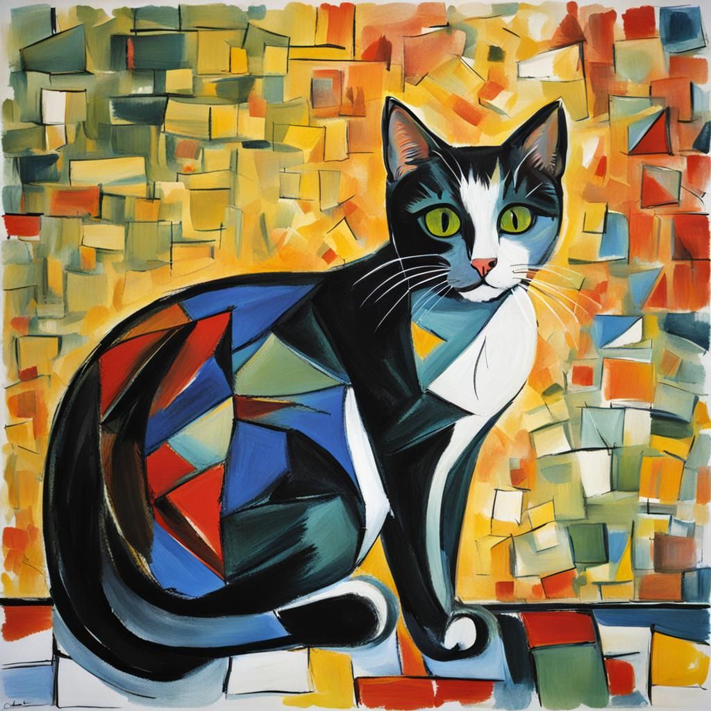 Whimsical Feline Inspired by Cubism