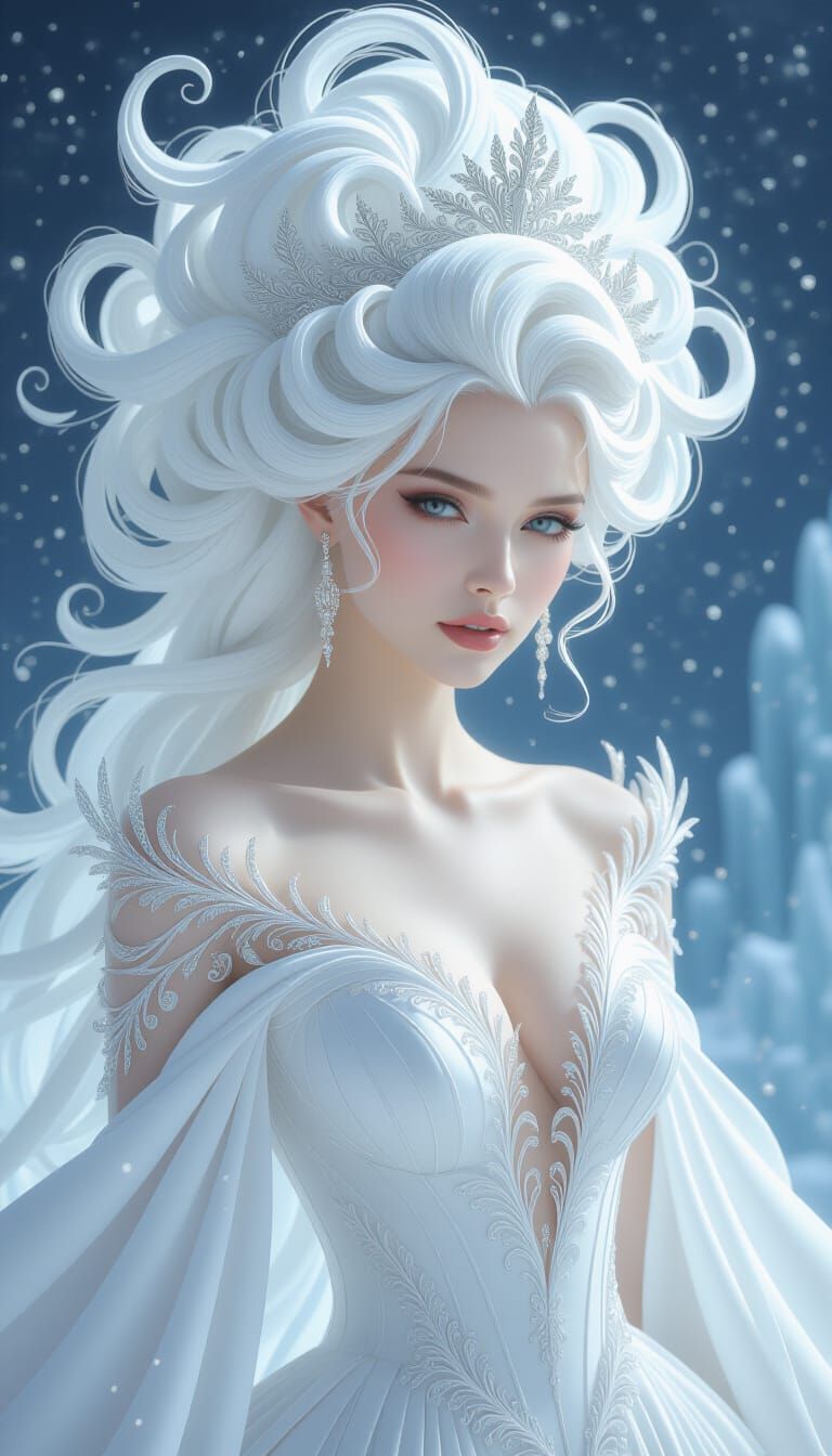 Ethereal Woman with Cloud Hairstyle in Fantasy Art
