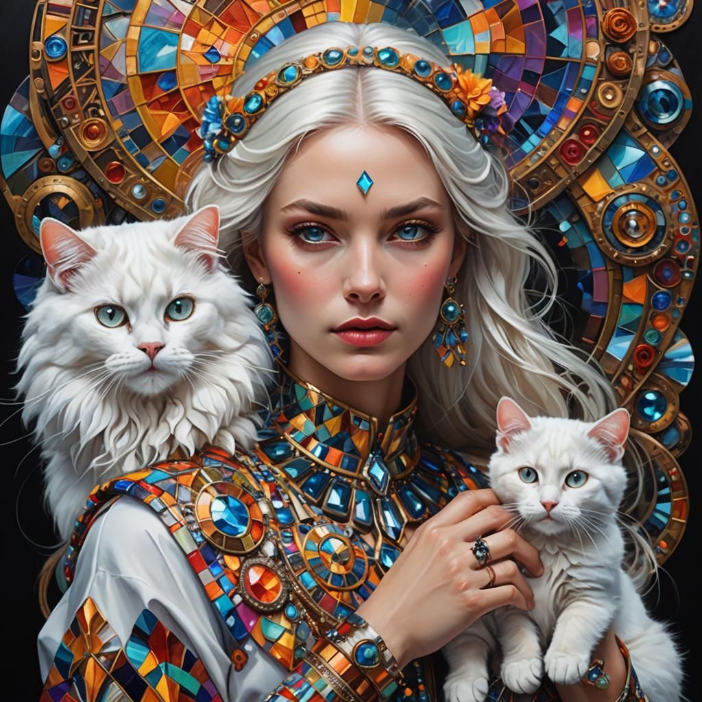 Imagine a hyperrealistic portrait where a woman's beauty tra...