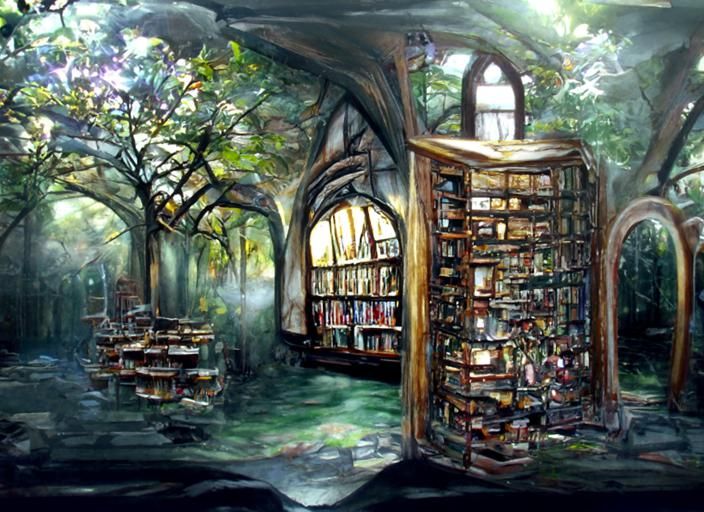 Whimsical Wizarding Library in Restricted Section
