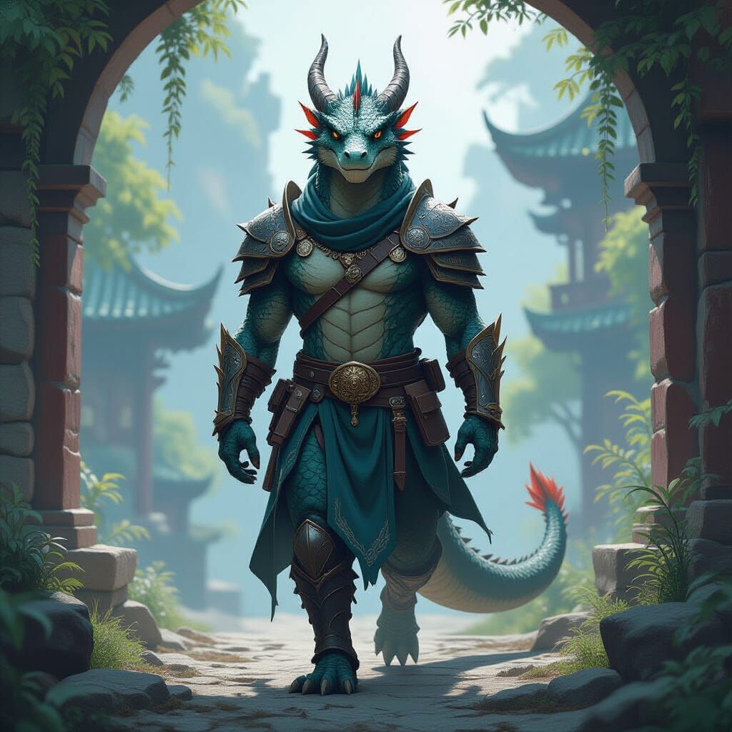 Majestic Dragonborn in a Mystical World