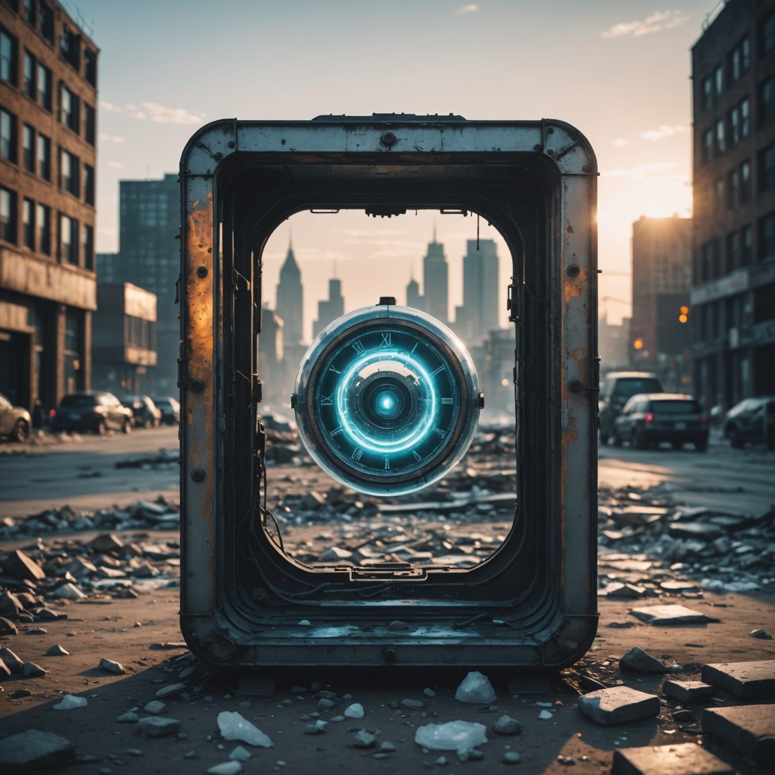 Dystopian Cityscape Unveils a Seedy Time-Travel Portal in a....