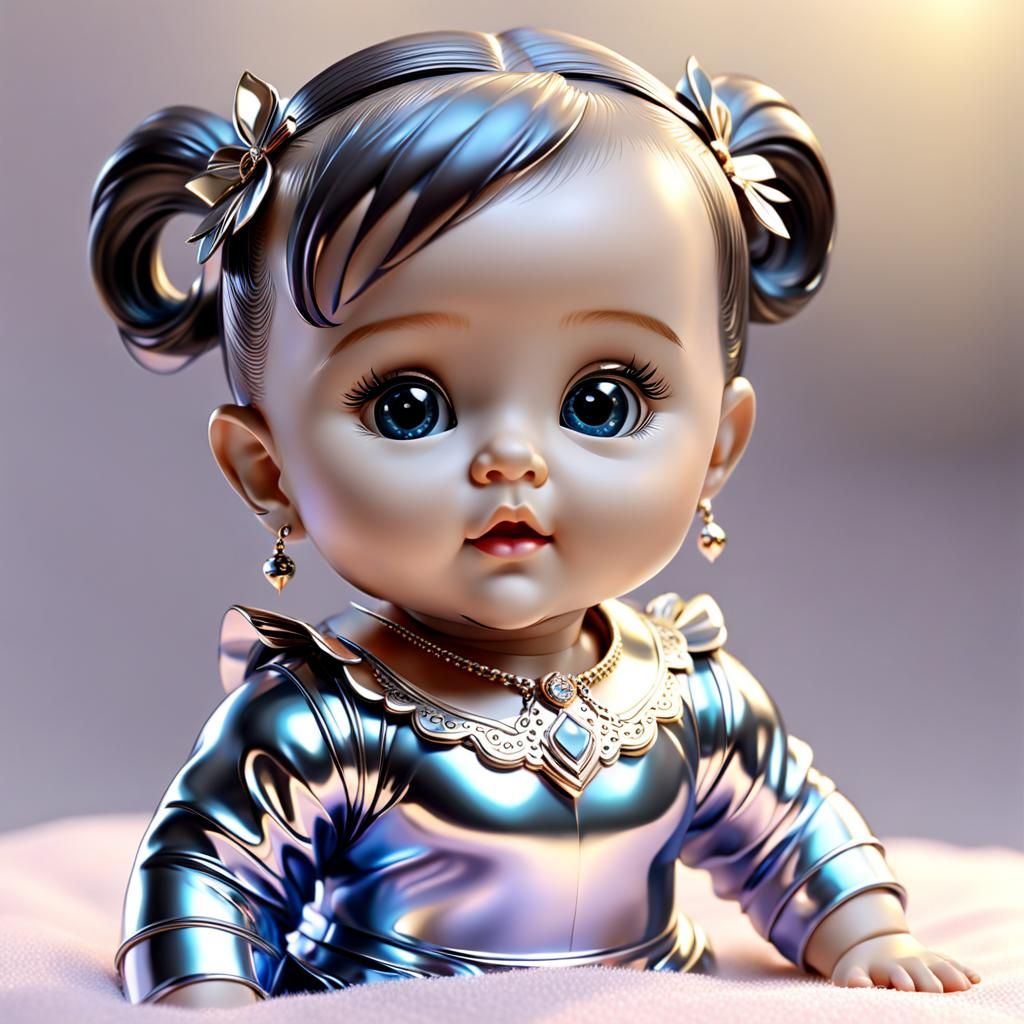 Stunning Metallic Baby Girl in 3D