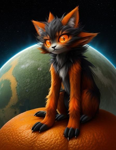 Adorable Tall Alien in Vibrant Orange Habitat