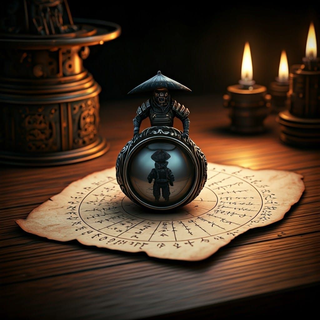 Samurai Warrior in Steampunk Reflection