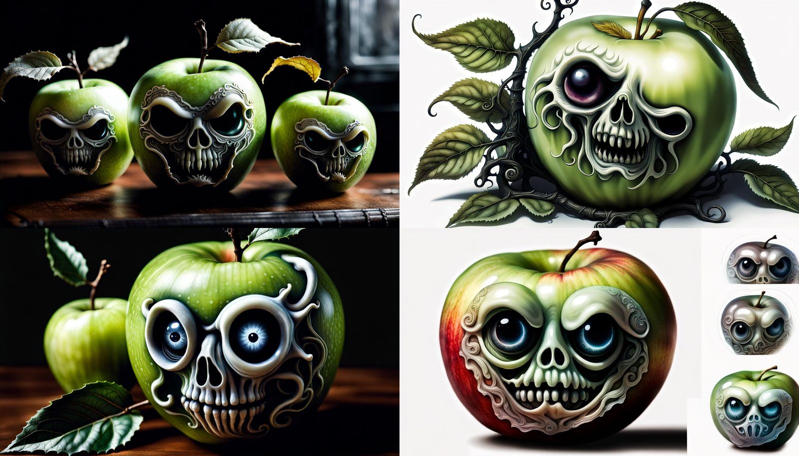Eldritch Fruit Ghosts in Intricate, H.R. Giger-Inspired Deta...