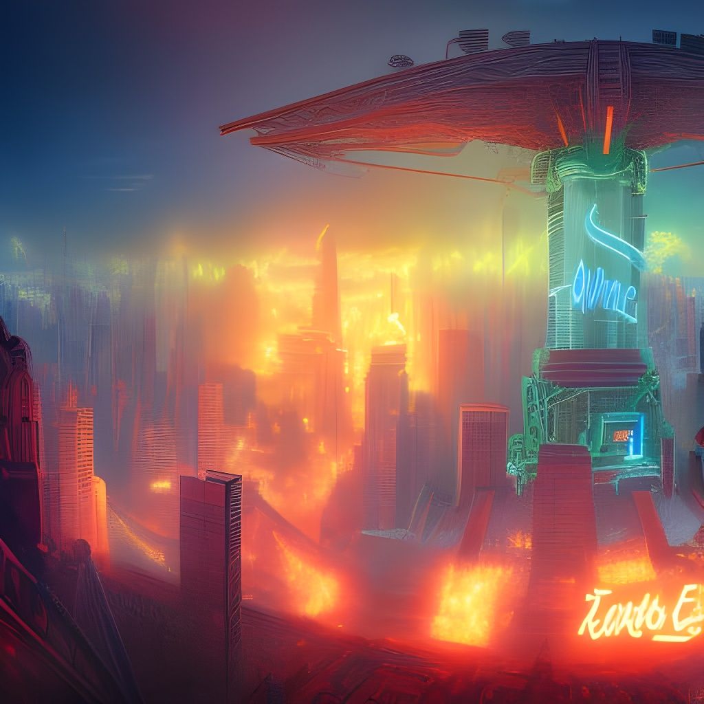 Vibrant Electric Dreamscape in Intricate Fantasy Art