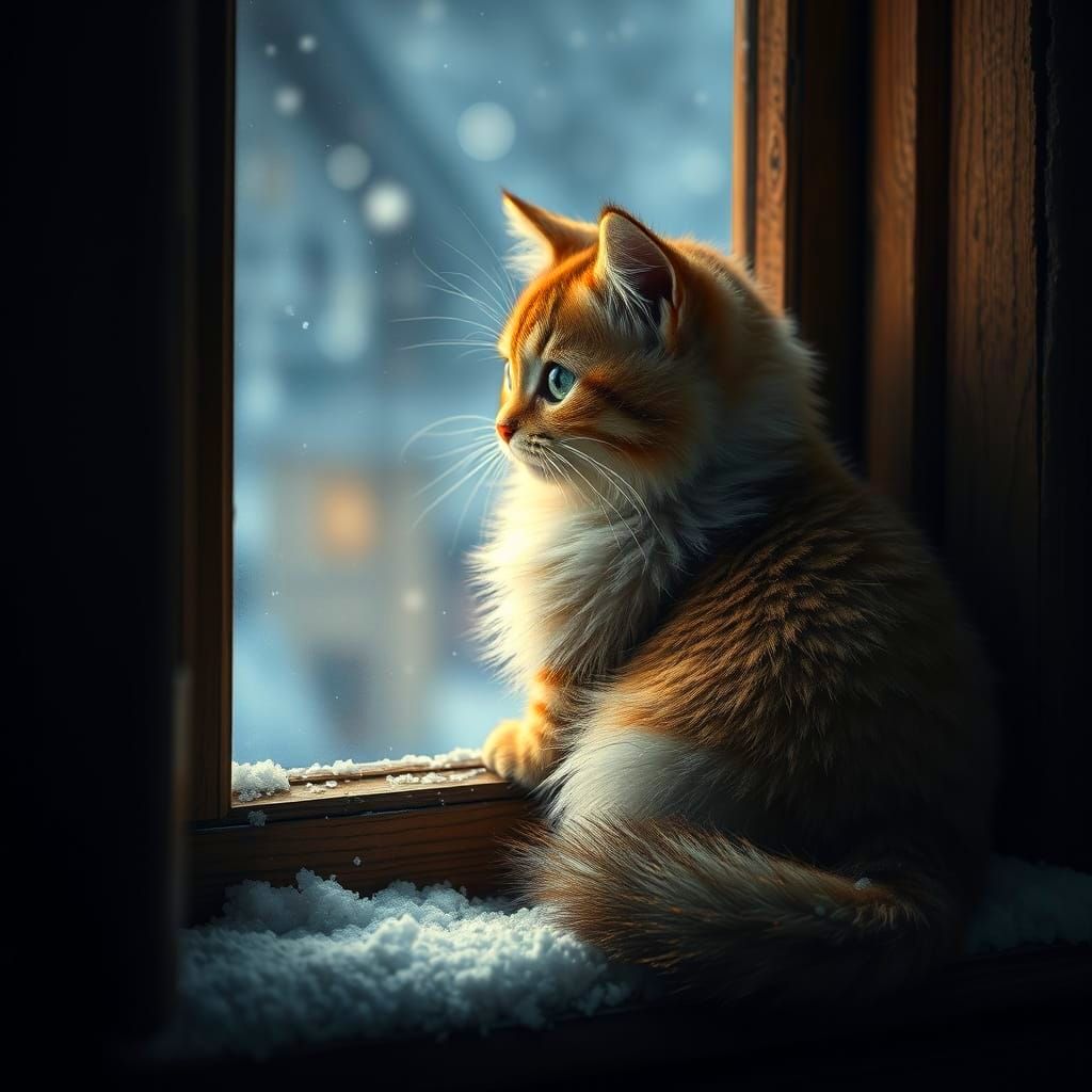 Whimsical Snowy Cottage Scene