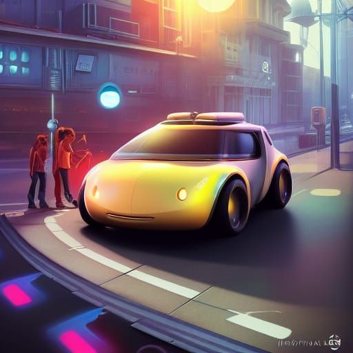 Next Generation Car Concept Art in Cyberpunk Aesthetic
