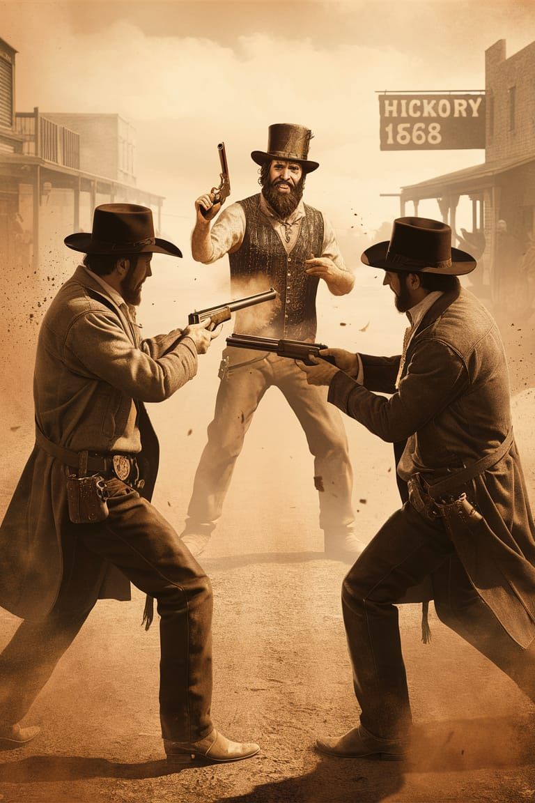 Wild West Showdown in Vintage Sepia
