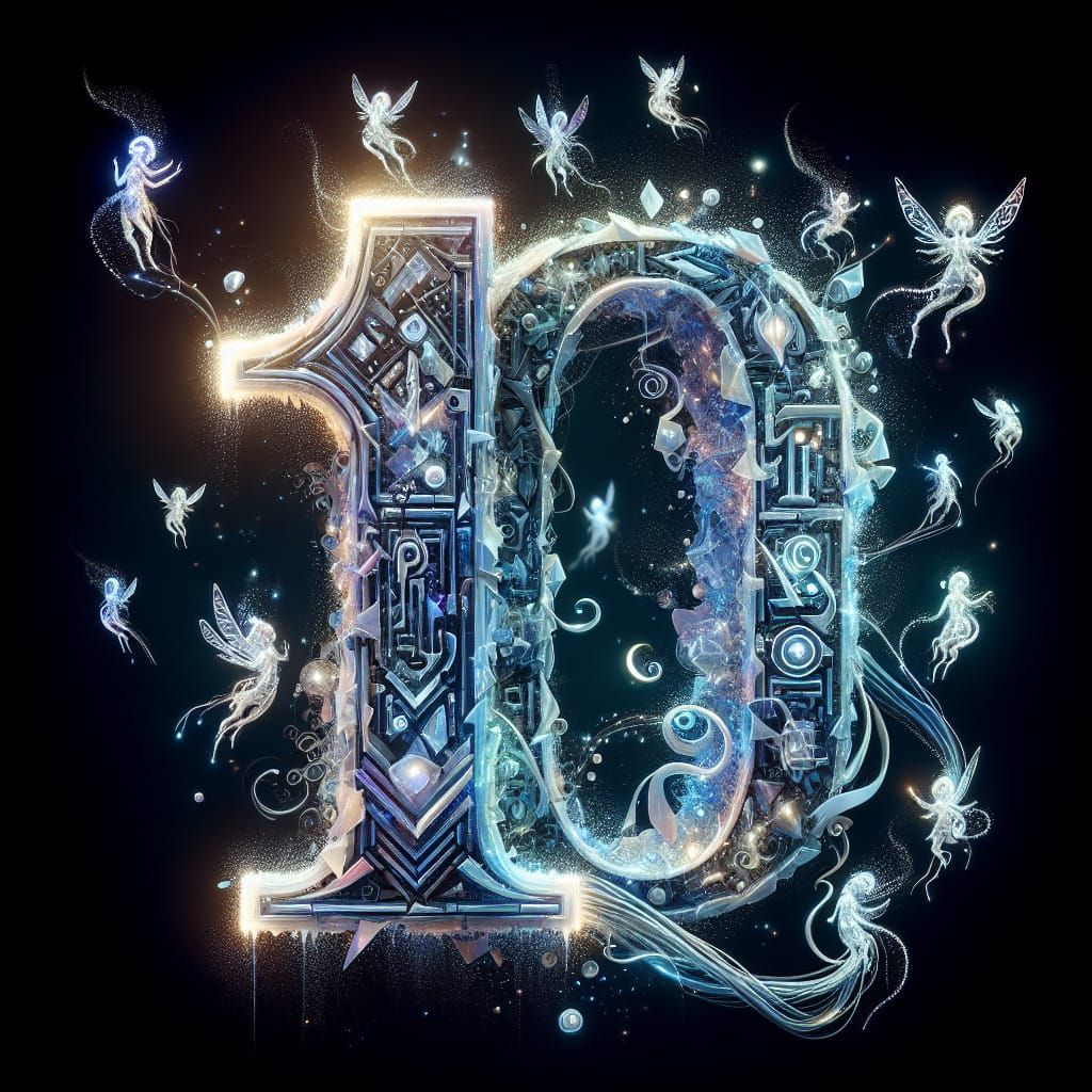 Ethereal Number 10 in Glyph-and-Spren Art