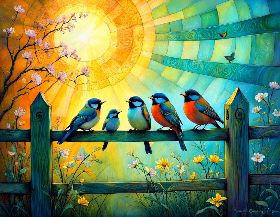 Spring Equinox Scene in Klimt-Boulet Style