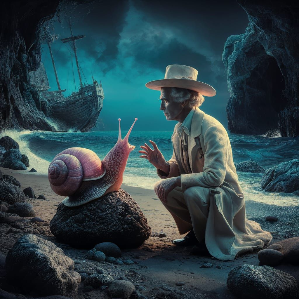 Dr. Doolittle in Dreamlike Conversation with Pink Snail Amid...