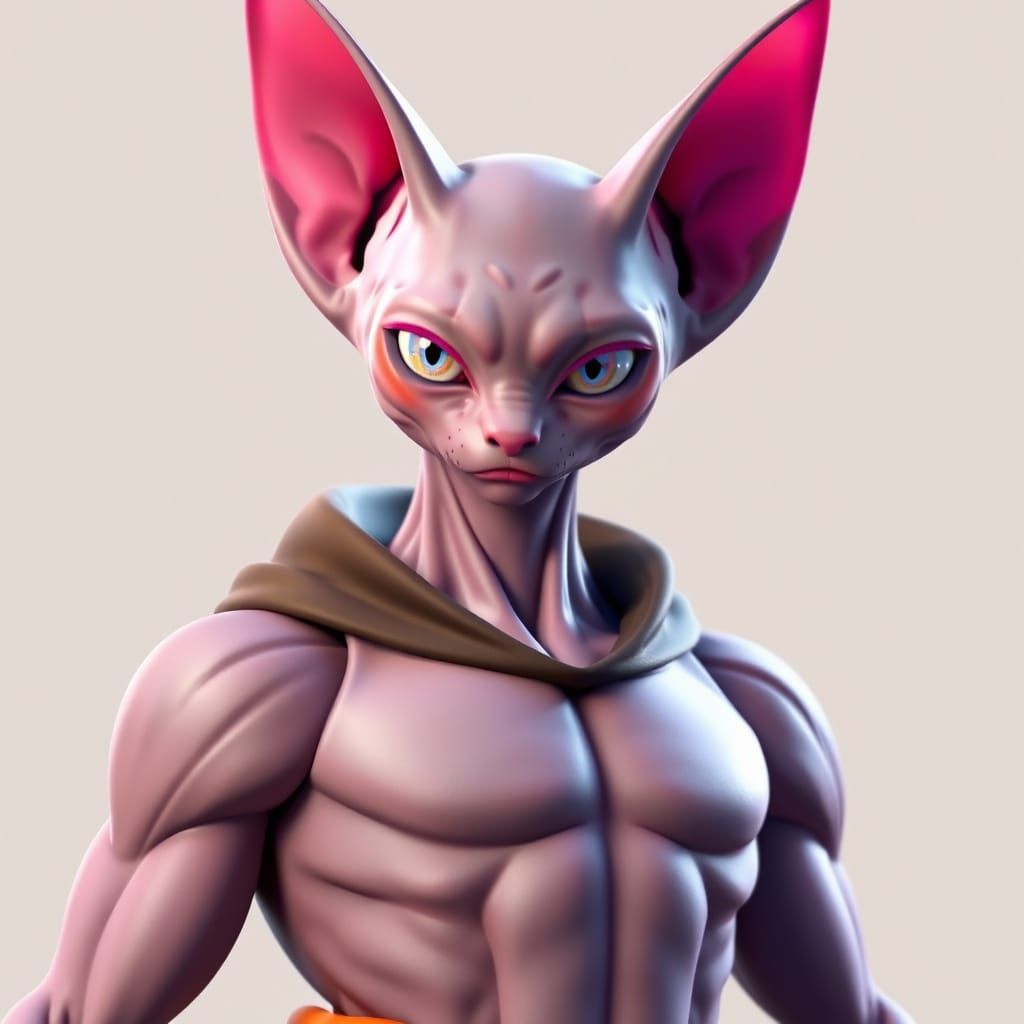 Sphynx Cat God in Anime Style