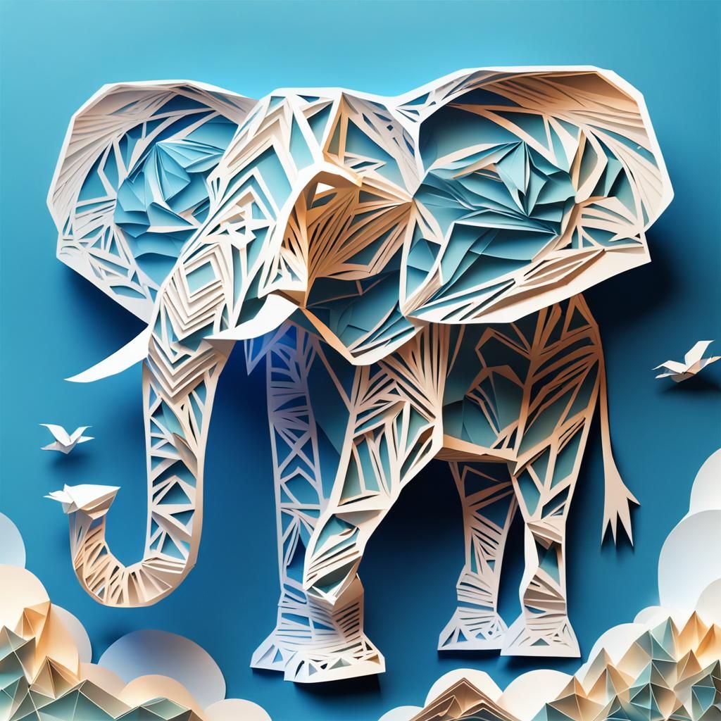 Kirigami elephant