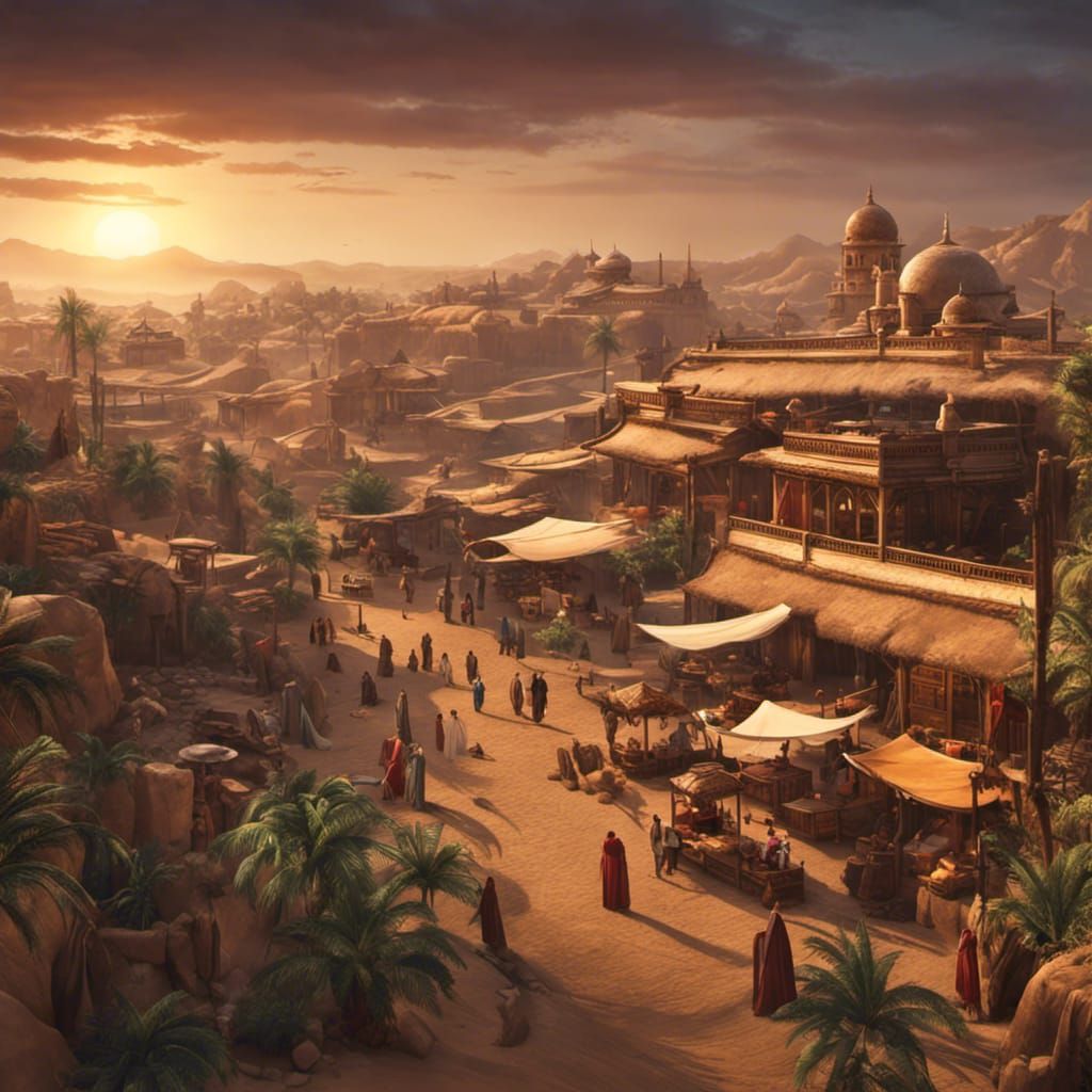 Cinematic Arabian Desert City Under Starlit Skies