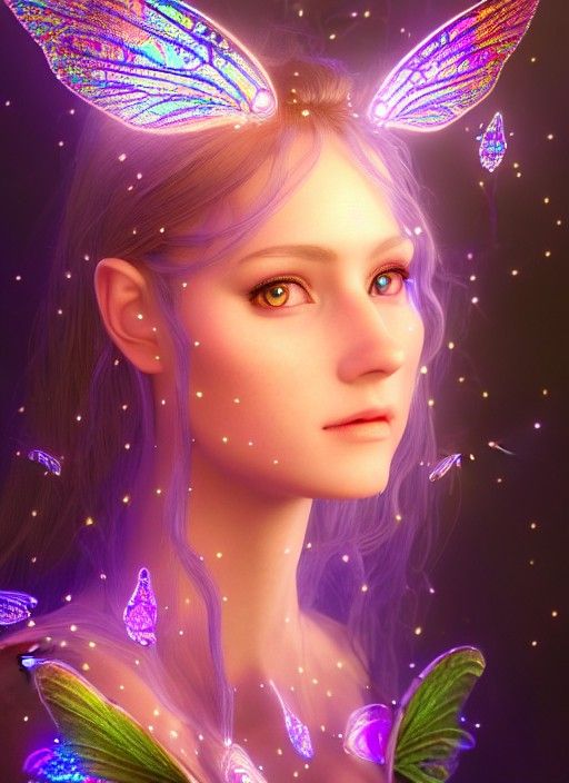 Enchanted Fairy Portrait in Vibrant Colors