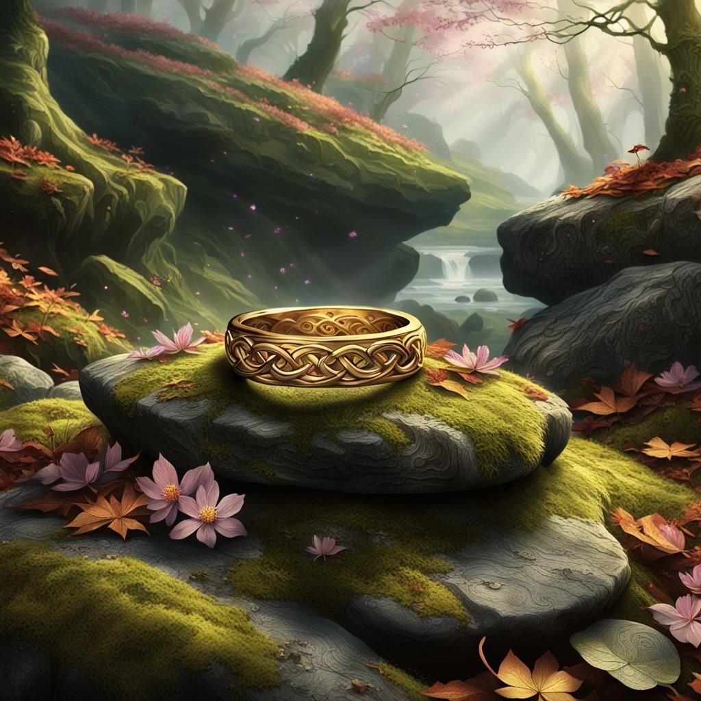 Surreal Celtic Ring Adorned with Mystical Fog