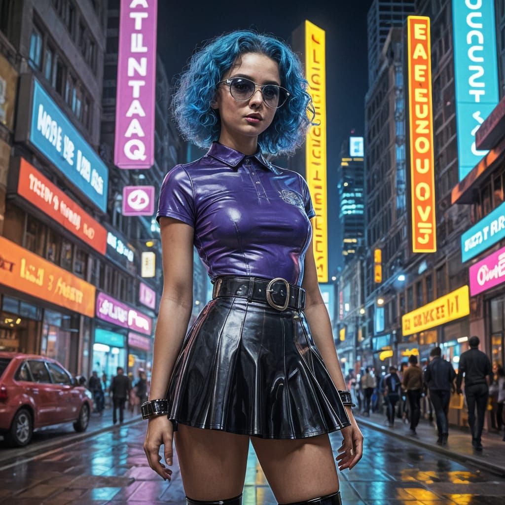 Goth Fashionista in Vibrant Latex Attire