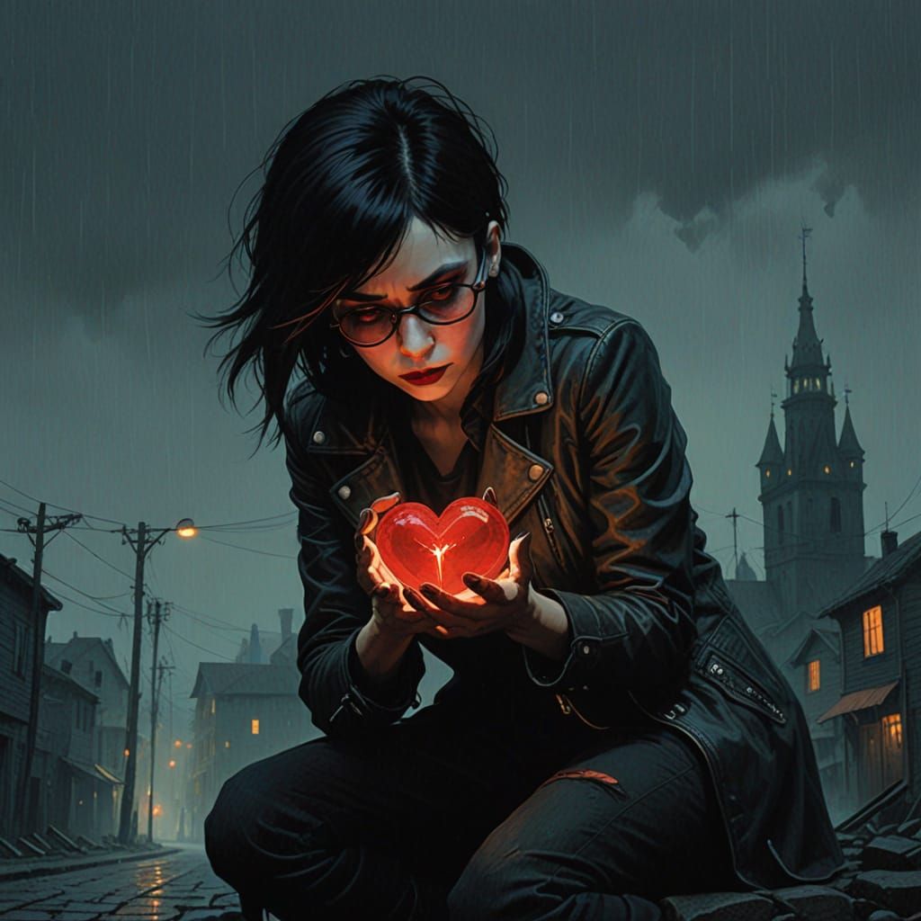 Gothic Punk Romance in Dark, Moody Lighting