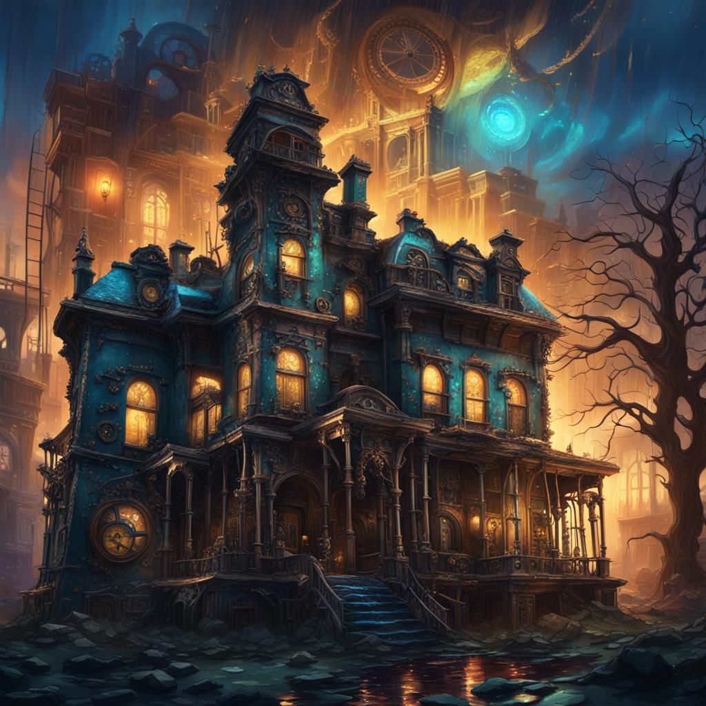 Steampunk Haunted Mansion in Victorian Decay