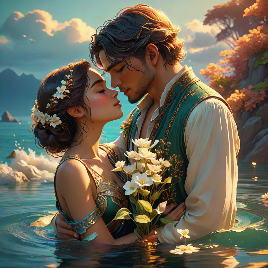 Love in Golden Hour on the Serene Beach