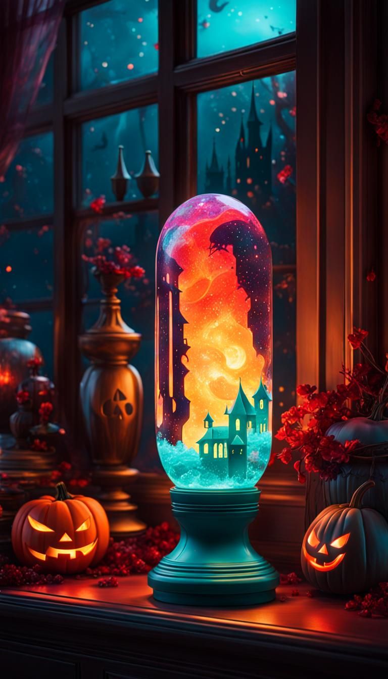 Surreal Lava Lamp Scene Radiates Vibrant Colors in a Dreamli...