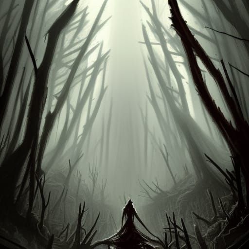 Mysterious Dark Forest Scene in Dungeons and Dragons Style