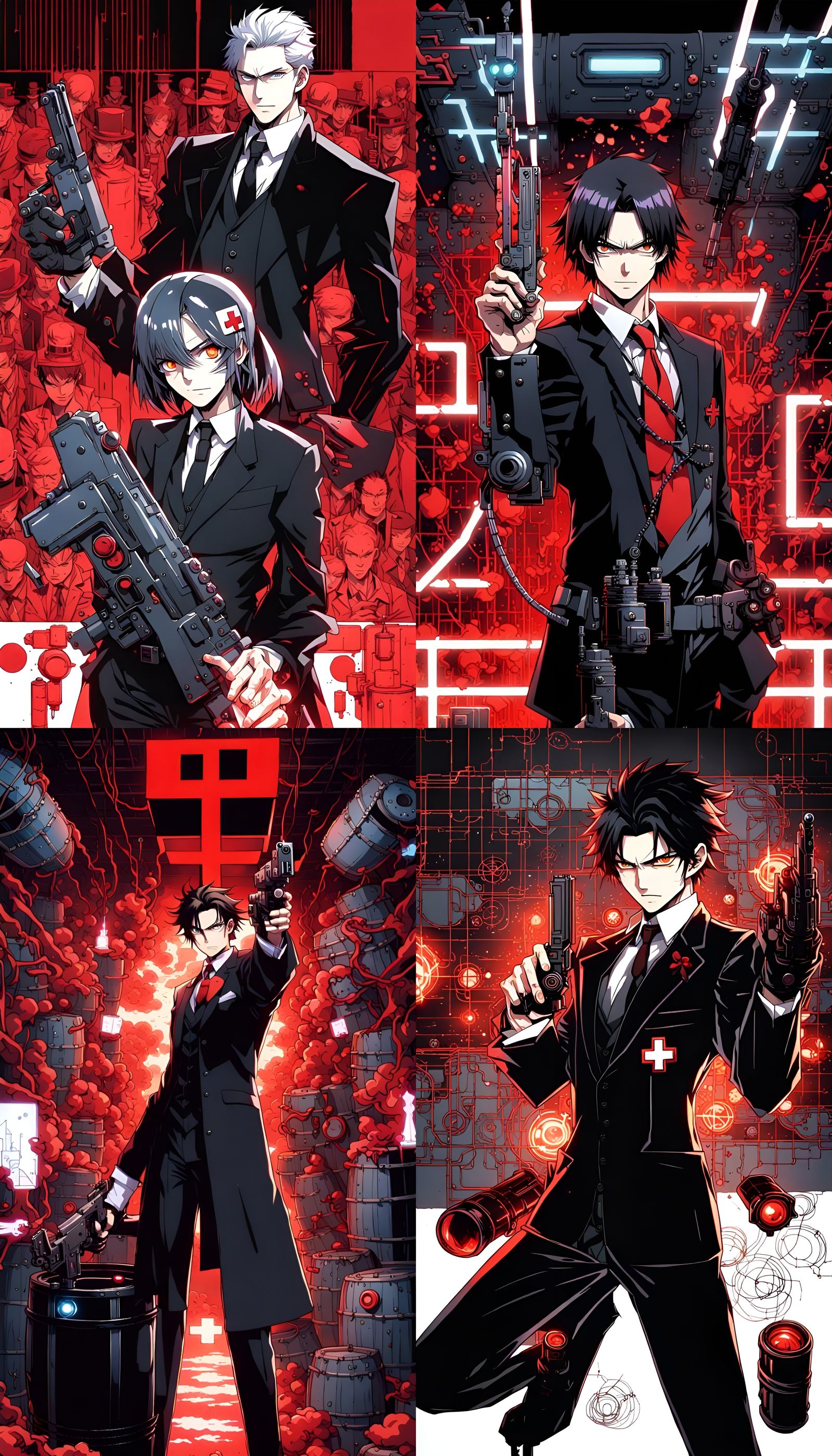 Dystopian Bounty Hunter with Glowing Gun in Manga Style