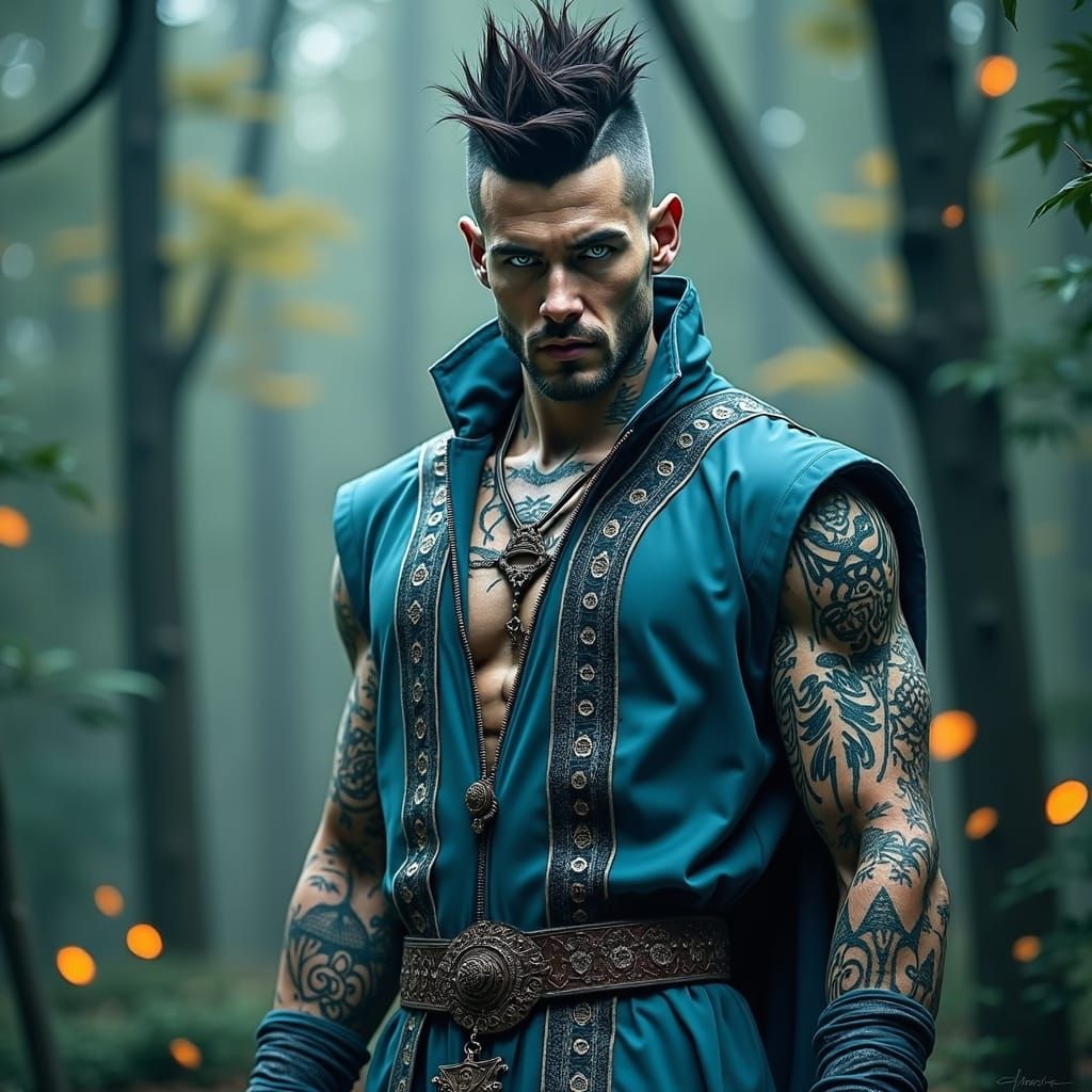 Dark Fantasy Warrior Mastering Sight and Thought in Mystical...