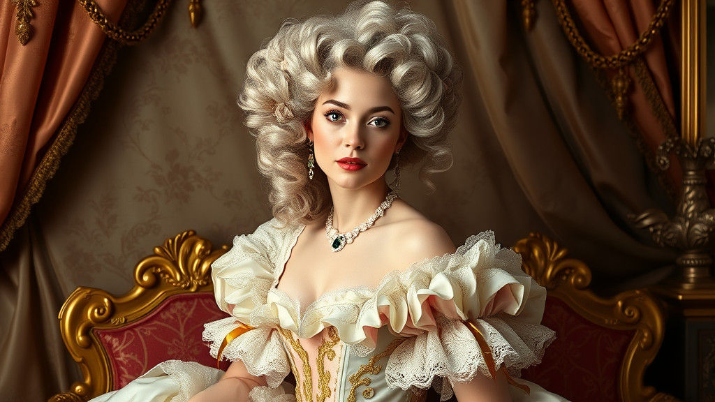 Rococo Lady with Delicate Lace and Ornate Details