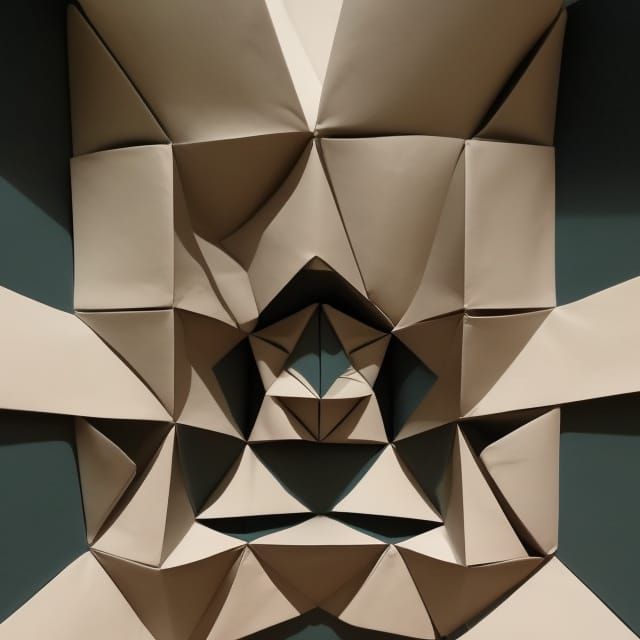 Brutalist Building with Origami Wall and Vertical Gardens