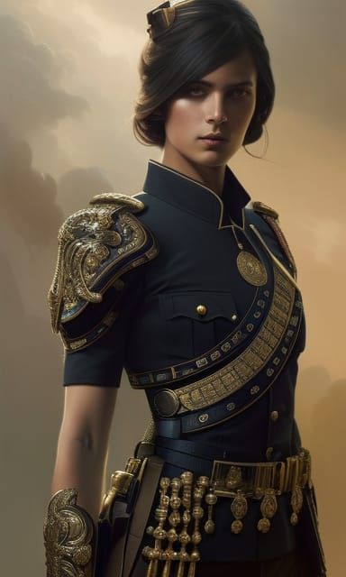 Hyper-Realistic Policewoman Portrait in Triadic Colors