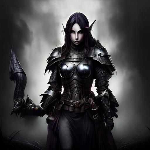 Half-Elf Warrior Battles Dark Creature in Ancient Forest