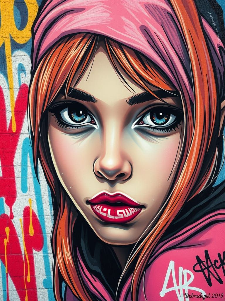 Graffiti-Style Portrait with Rainbow Colors