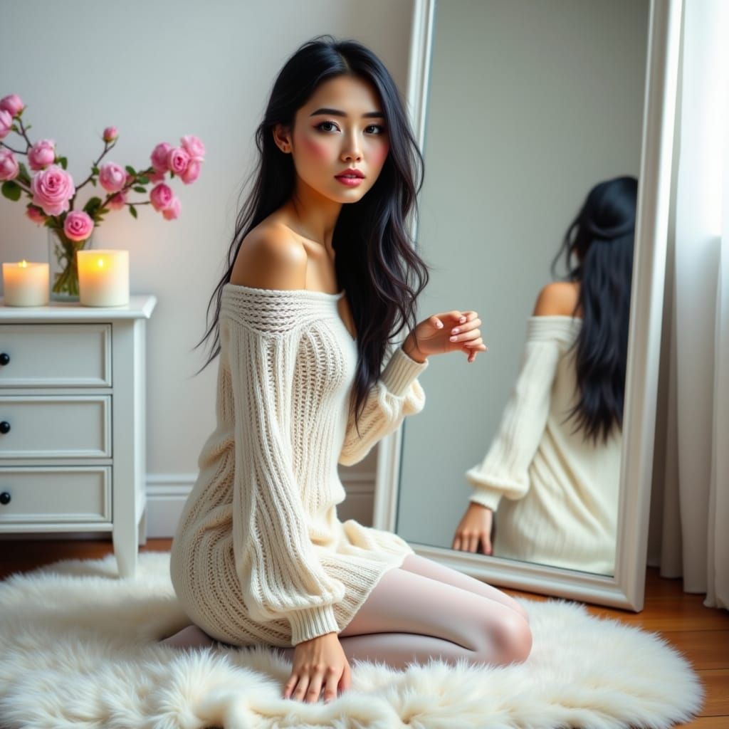 Mixed Heritage Woman in Bohemian Watercolor Style