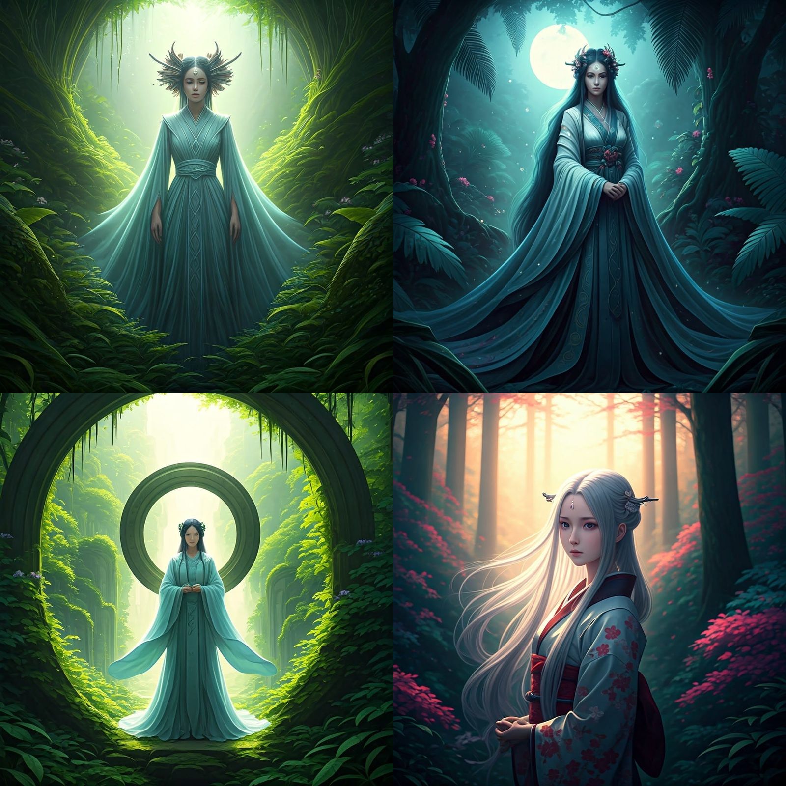 Mystical Goddess in Vibrant Studio Ghibli Style