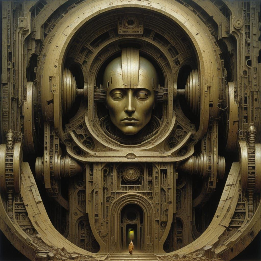 Dystopian Surrealism Masterpiece in Beksiński Style