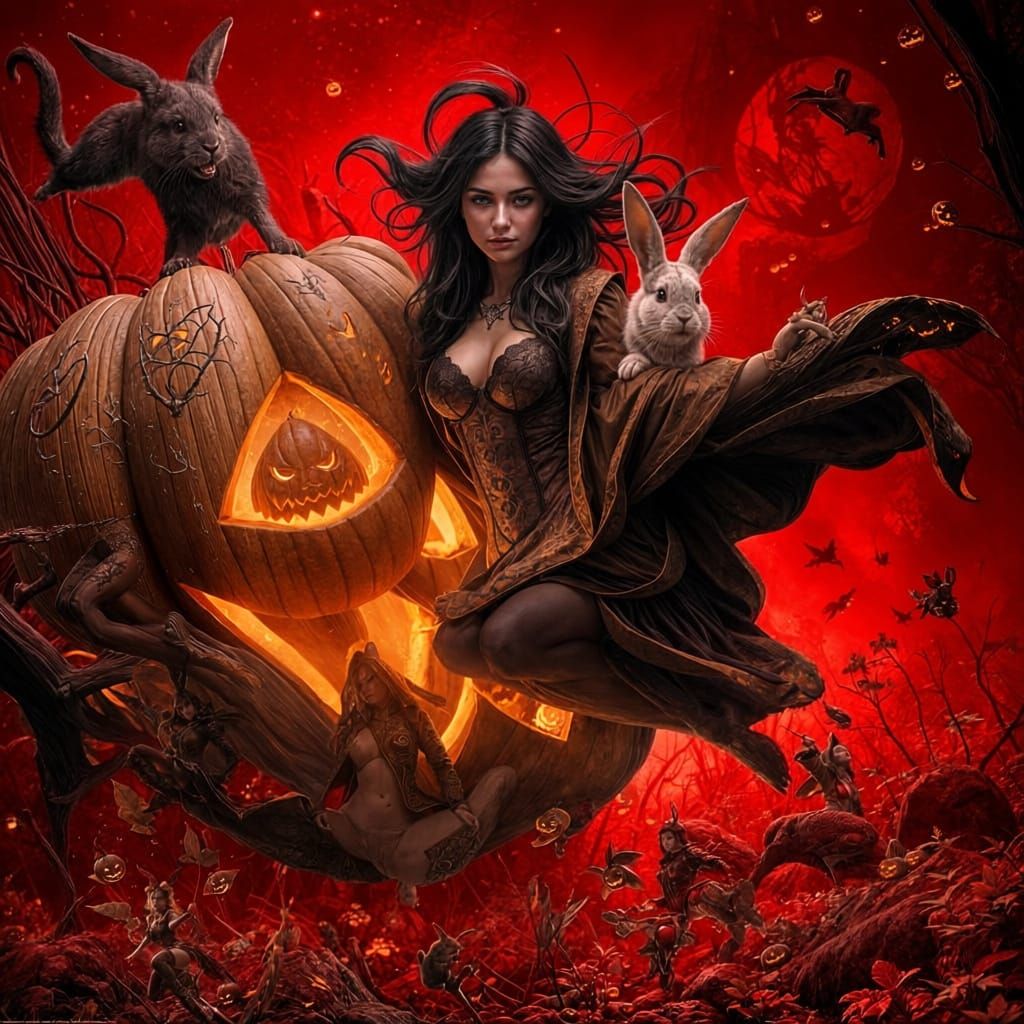 Surprise Halloween Witch Jumps from Jack O'Lantern