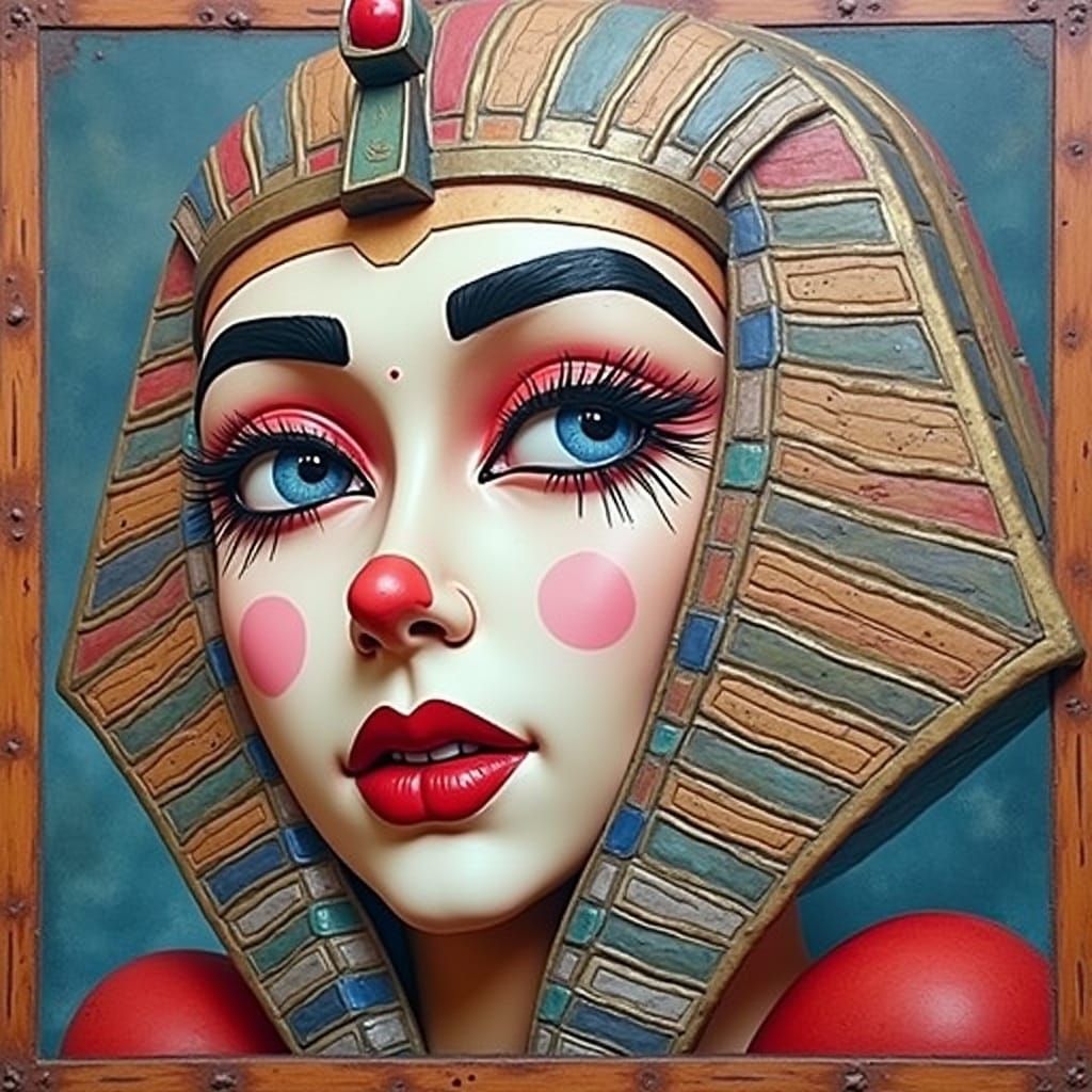 Tutankhamun Harlequin Geisha in Red Photorealistic 8k